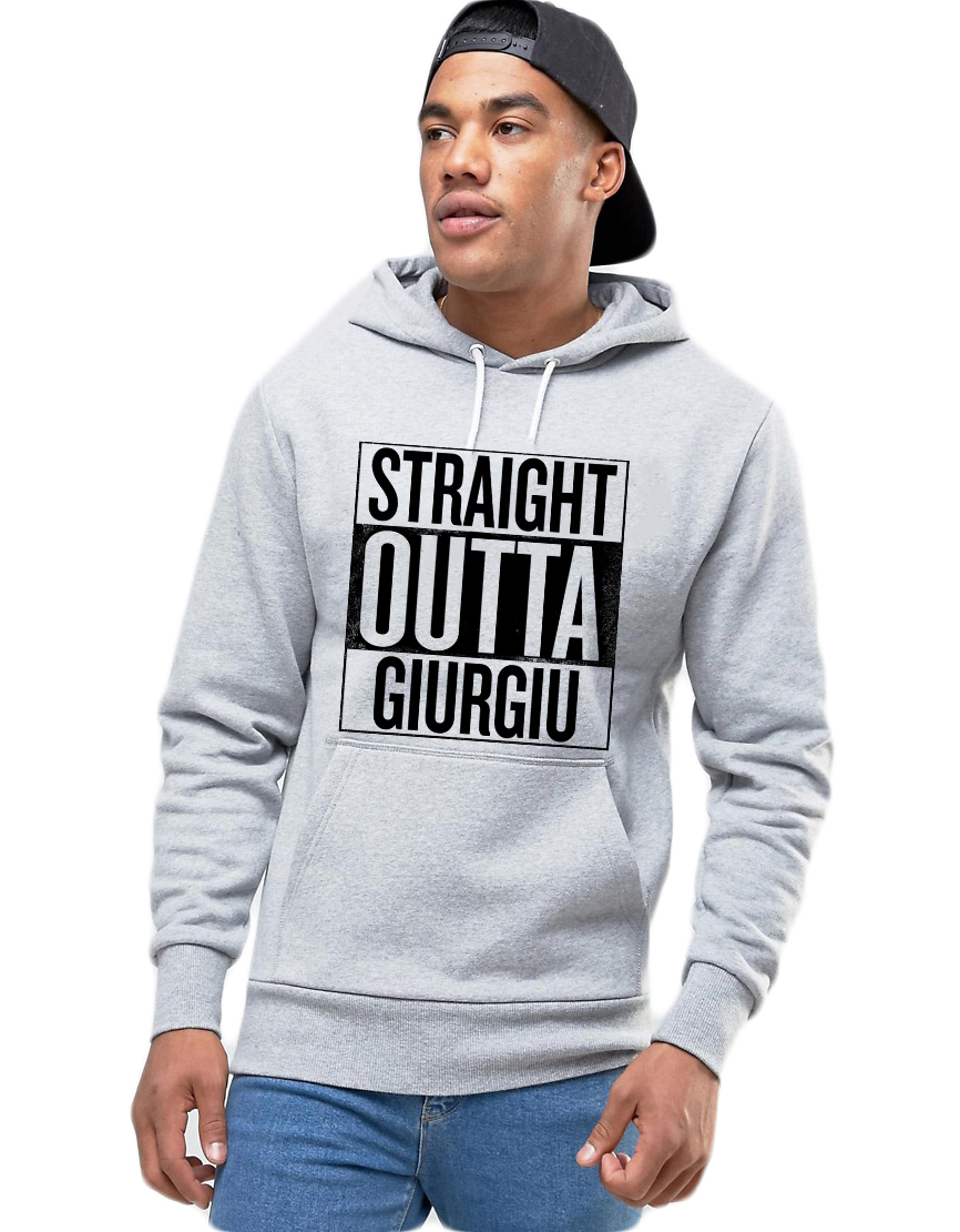 Hanorac Barbati Gri - Straight Outta Giurgiu - CATEGORIE